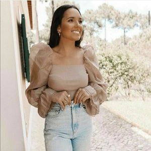 NWT Zara Contrasting Organza Top